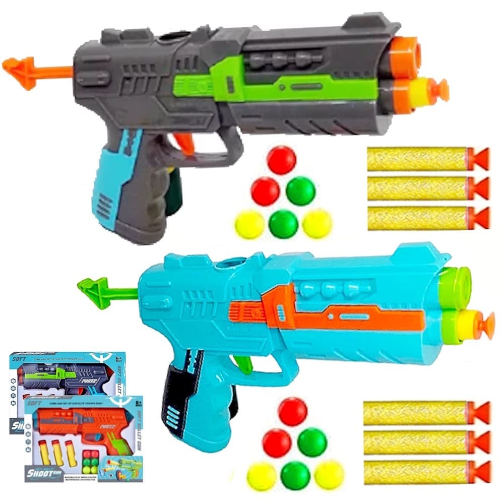 Kit Super Pistola Lança Dardos + Bolinha + Alvos Arminha Infantil