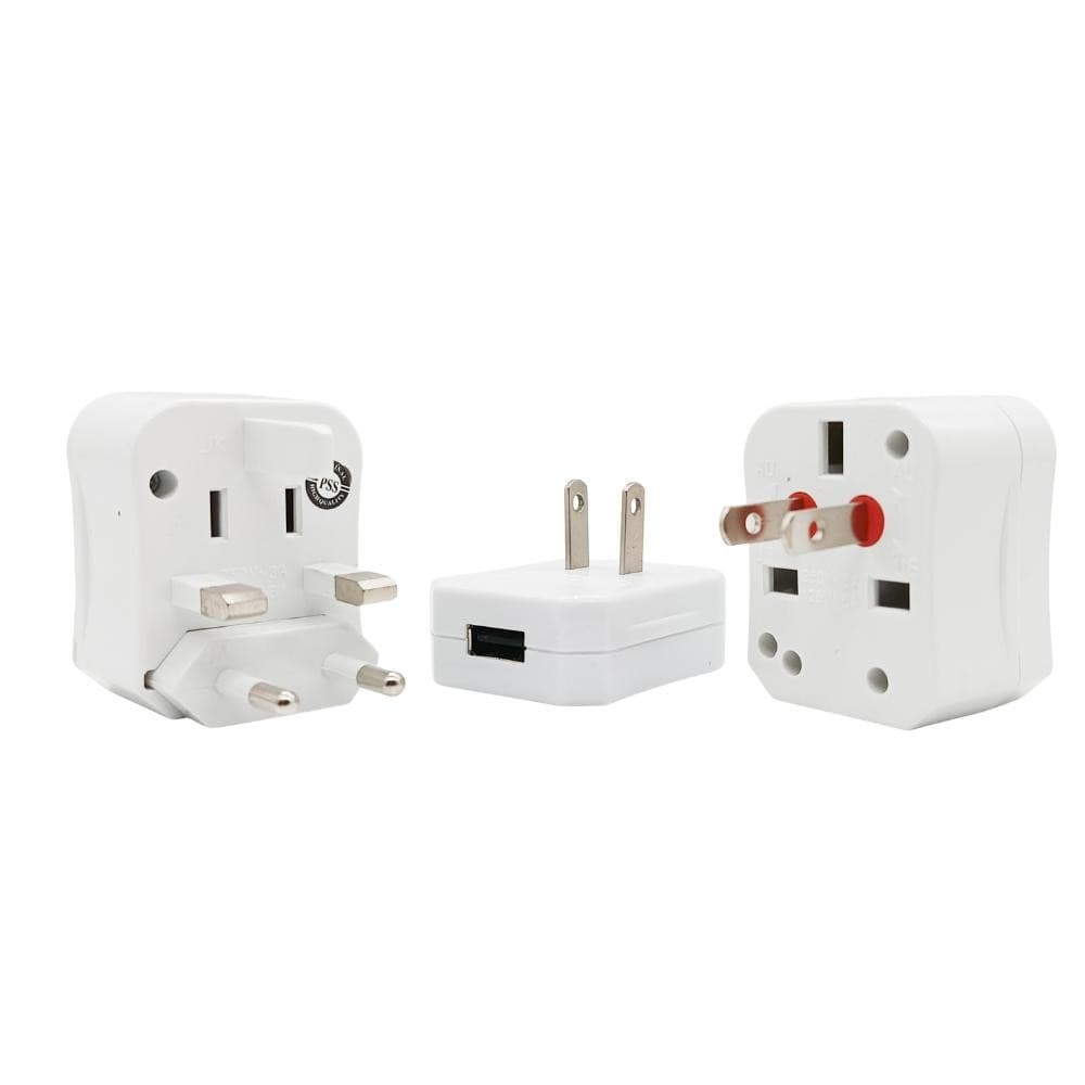 Adaptador de Tomada Universal 4 em 1 Portátil Compatível com US UK Europa e Austrália/NZ