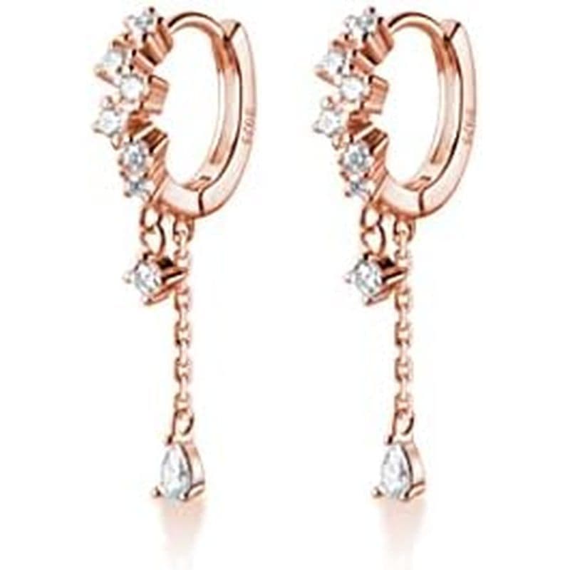 SLUYNZ 925 Prata Esterlina CZ Hoop Brincos Balançar Para Mulheres Adolescentes Meninas Lágrima Huggie Gota Gotas De Água