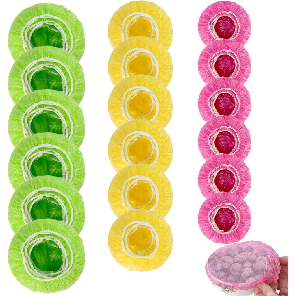 HANSGO 120PCS Capas Reutilizáveis para Tigelas – Envoltórios Plásticos Elásticos para Armazenamento de Alimentos para Co