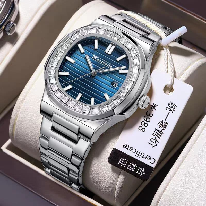 Relógio masculino de negócios clássico papagaio caracol pulseira de aço totalmente automática fivela borboleta Bilateral
