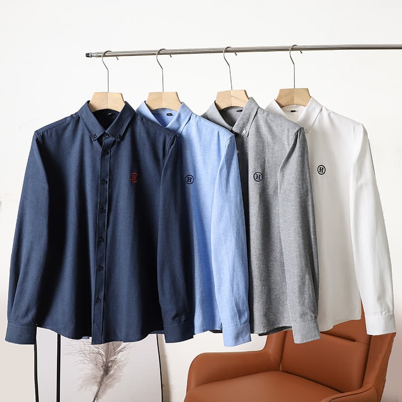 Etiqueta de bordado com textura excelente H!Fiação Oxford de galho alto!Outono masculino negócios Casual All-Match camis