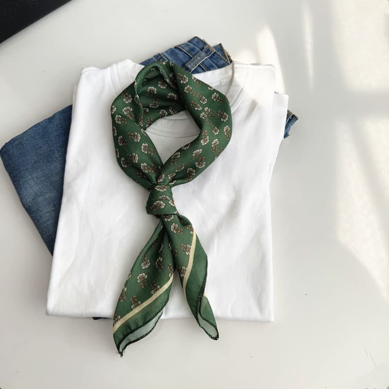 Primavera verão All-Match literário Retro Floral pequeno cachecol quadrado lenço de seda pescoço proteção pescoço cachec