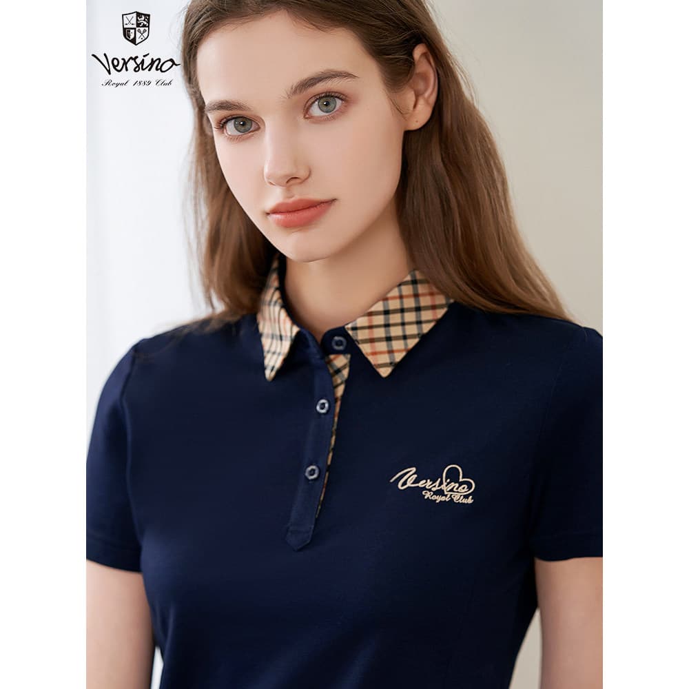 Versino versino camiseta de manga curta feminina verão Commuter All-Match solto POLO corpo camisa primavera verão novo e