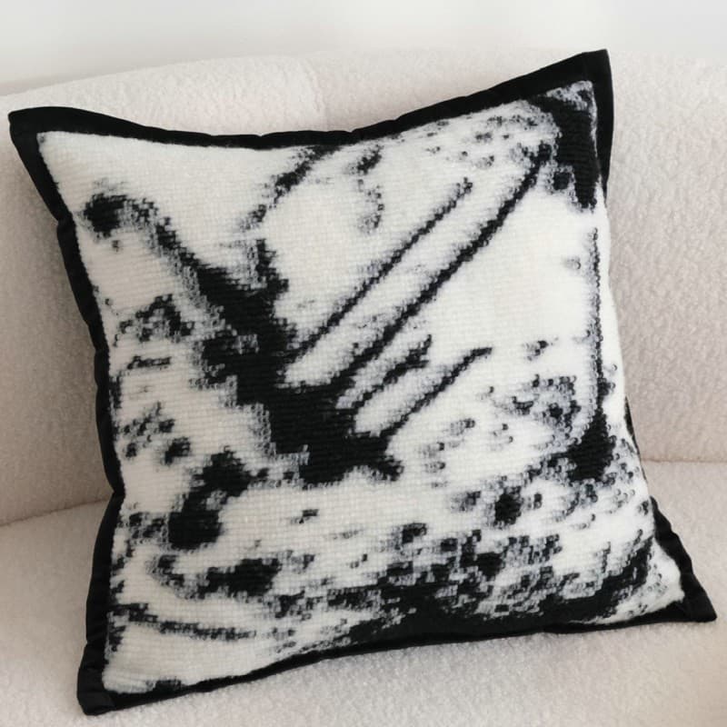 Estilo chinês respingo tinta novo estilo chinês travesseiro preto Curling luz luxo fronha cordeiro velo sofá almofada ar