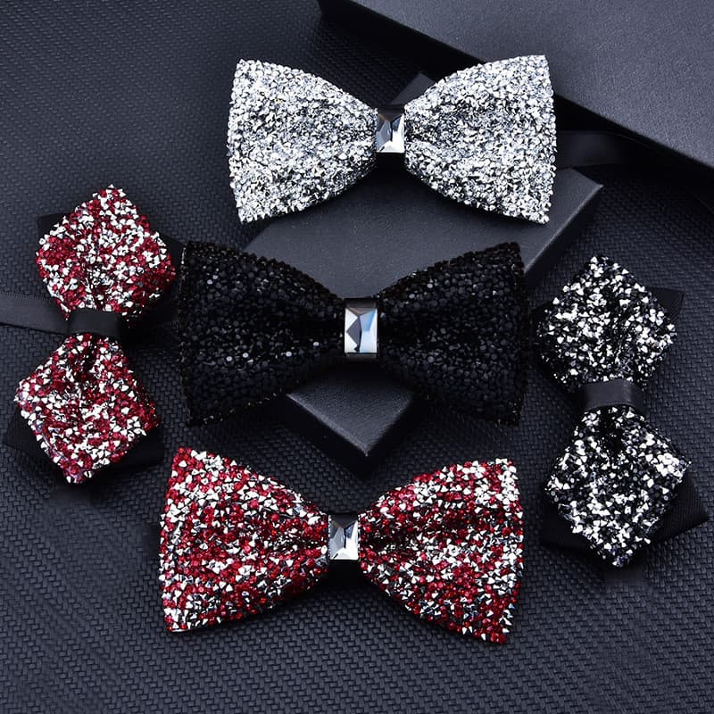 Ready Stock Male Stock Male Stock Male Arco de Gravata de Cristal Rhinestone Gypsophila Banquete de Gravata de Gravata d