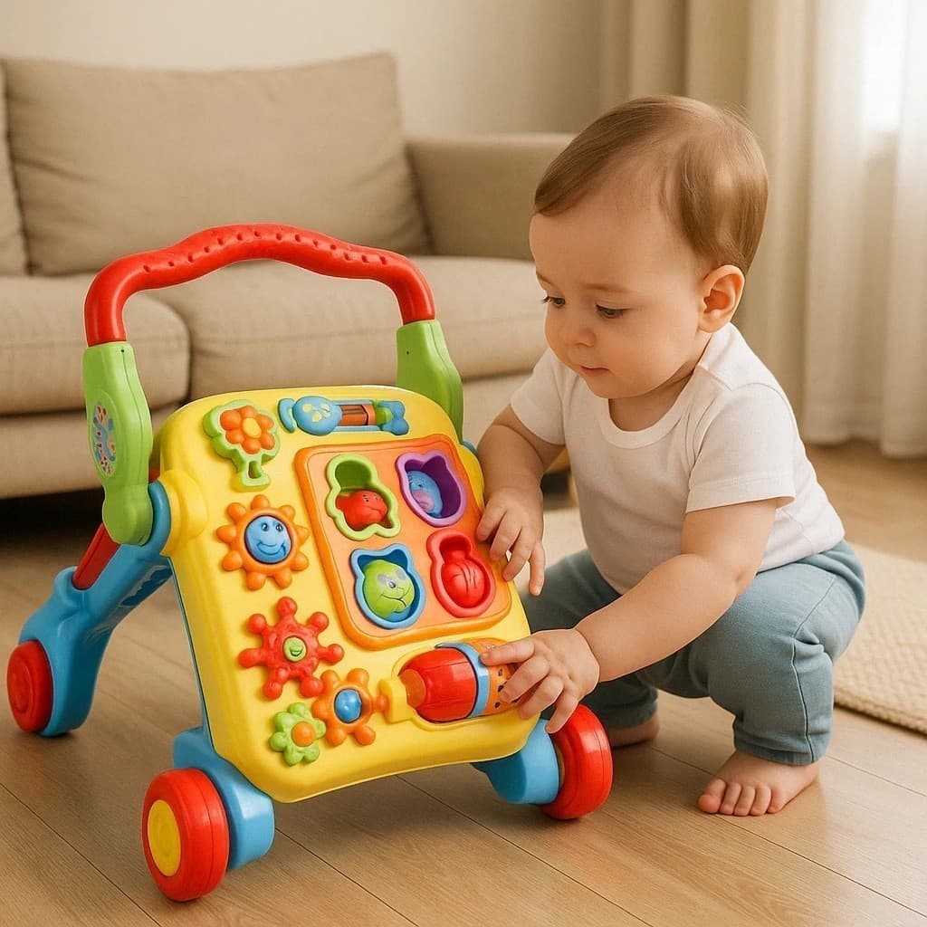 Andador Mesa Didática 4 em 1 Musical para Bebê com Apoio e Empurrador