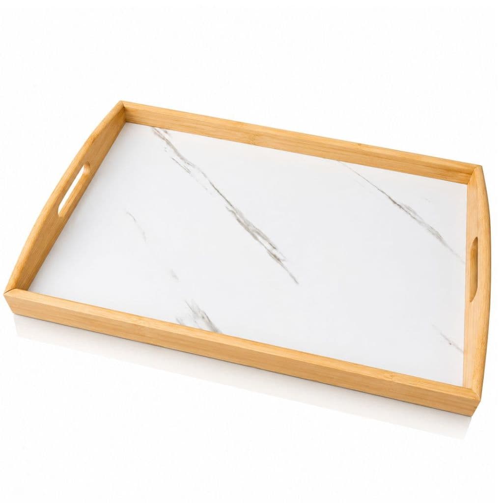 Bandeja Bambu Retangular 35x24 Café Manhã Decoração Luxo
