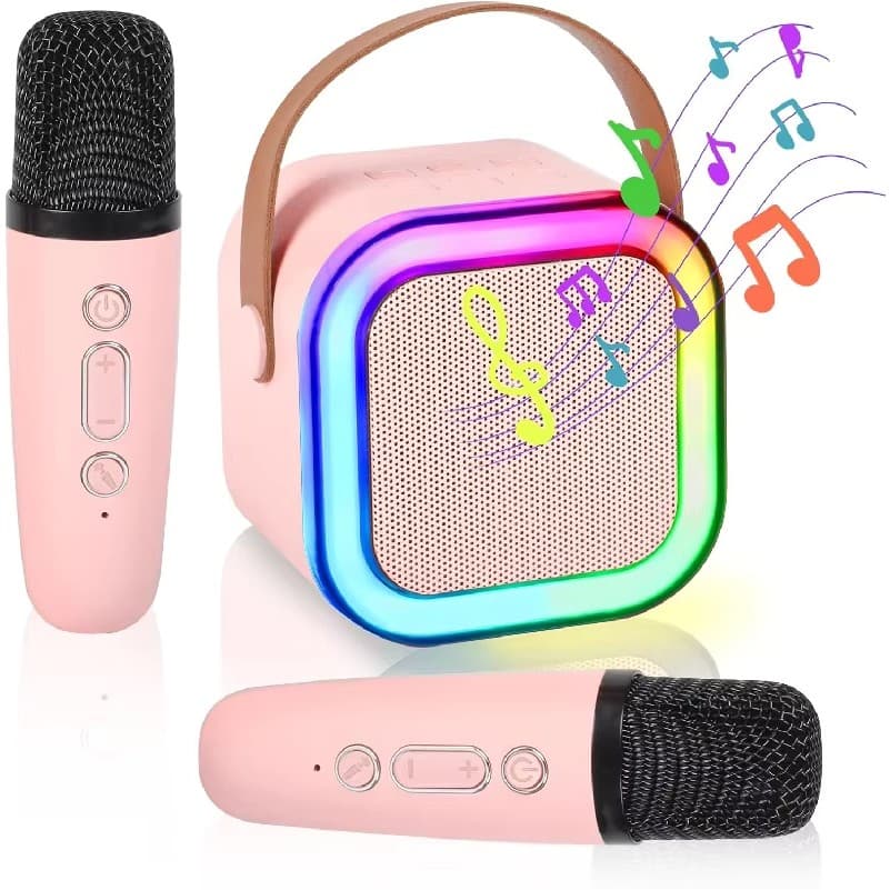 Mini Caixa de Som Portátil Bluetooth | Par de microfone para Karaokê