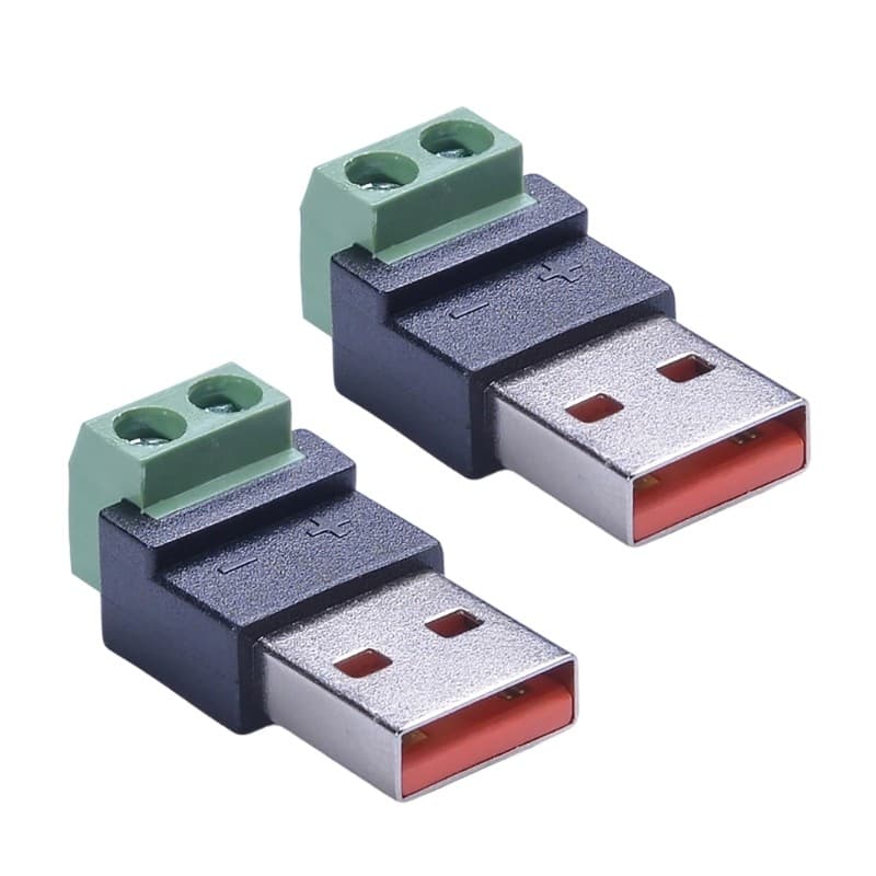 Yoo USB Macho Para Adaptador De Terminal De Parafuso De 2 Pinos 5V 5A Fácil Instalação Ventilador LED Fonte De Alimentaç