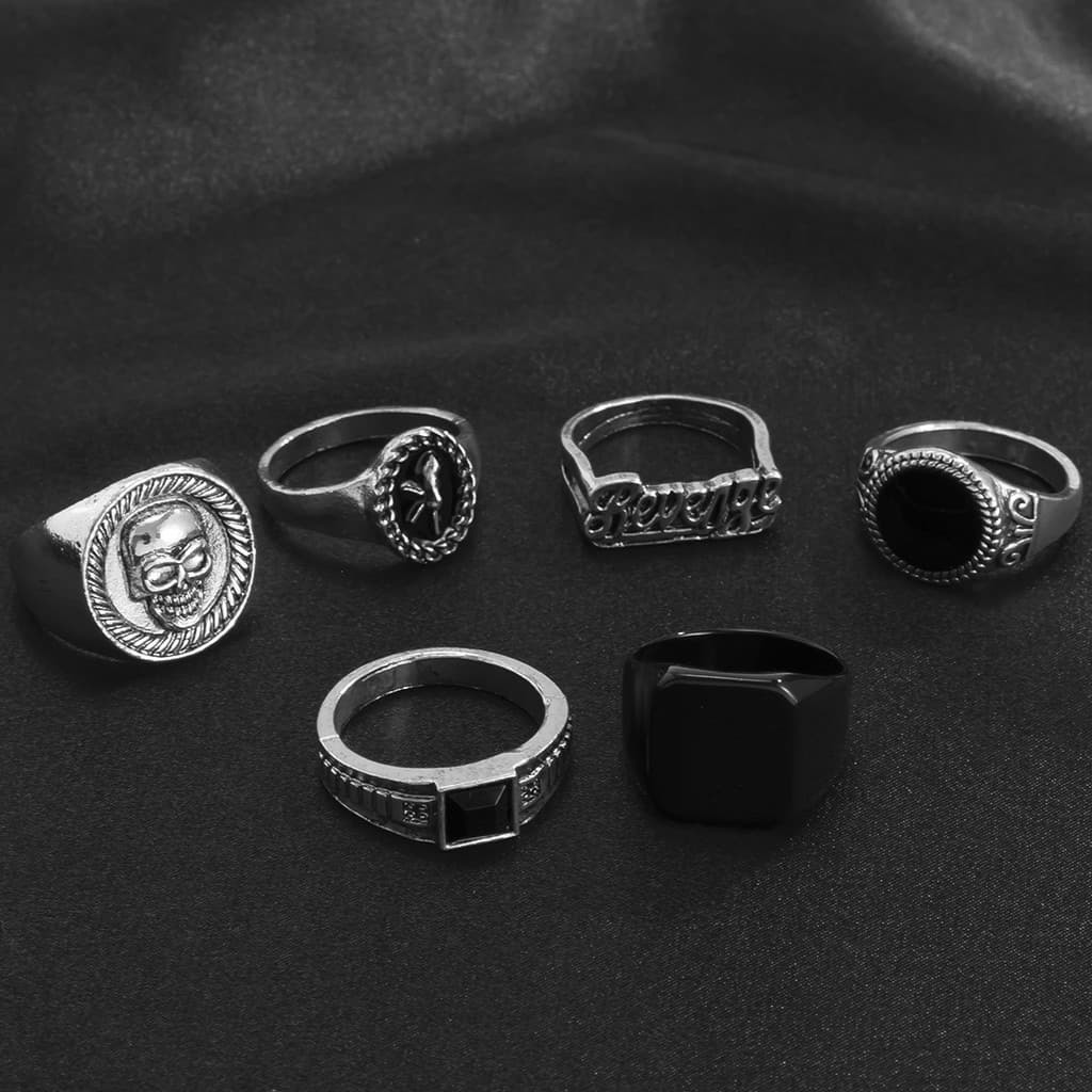 Conjunto De Anéis Para Homens Na Moda Empilhável Mão Jóias Acessórios De Presente Masculino