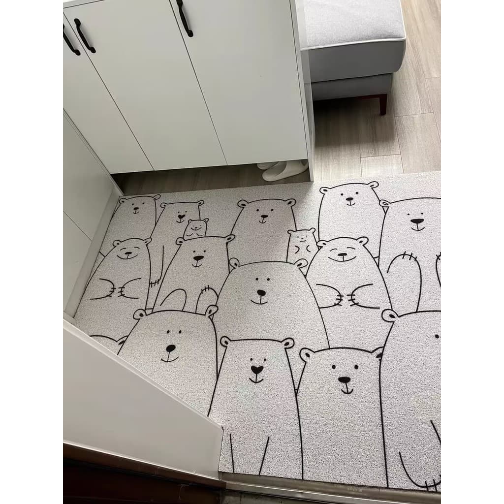 Clássico urso Polar tapete de porta de entrada dos desenhos animados anel de seda raspagem lama esfregando chão entrada