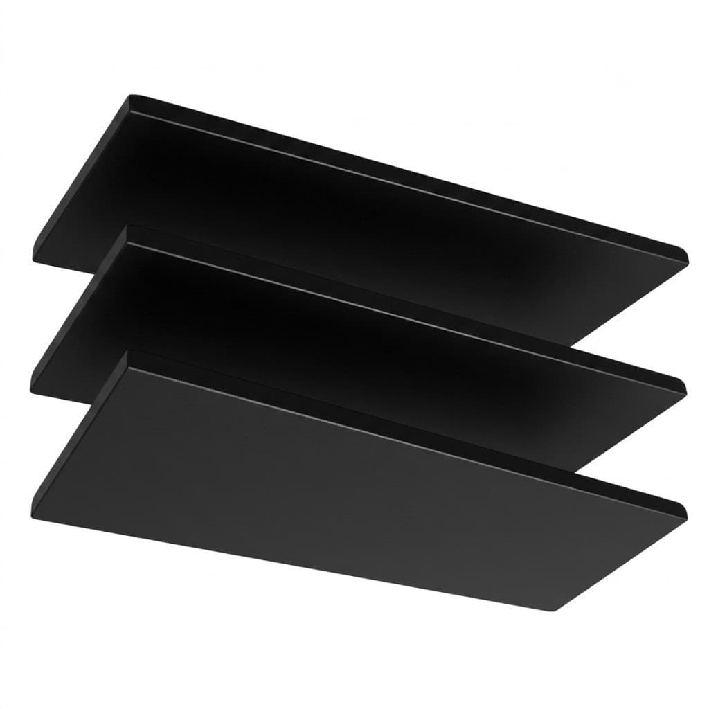 Kit 3 x Prateleira 60cm x 25cm Lisa Preta 15mm Resistente Premium