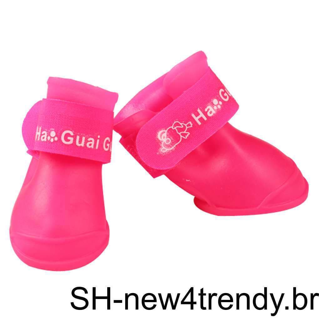 1/2 4 Peças Lindas Botas De Chuva Antiderrapantes À Prova D'água Sapatos Para Gato Cachorro Filhote De Animal De Estimaç