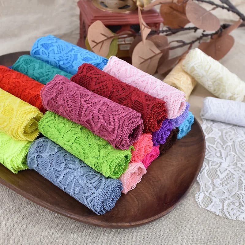 1 Metro de Fita de Renda Elástica Colorida, Renda Floral Vazada, Material para Artesanato DIY, 8cm de Largura