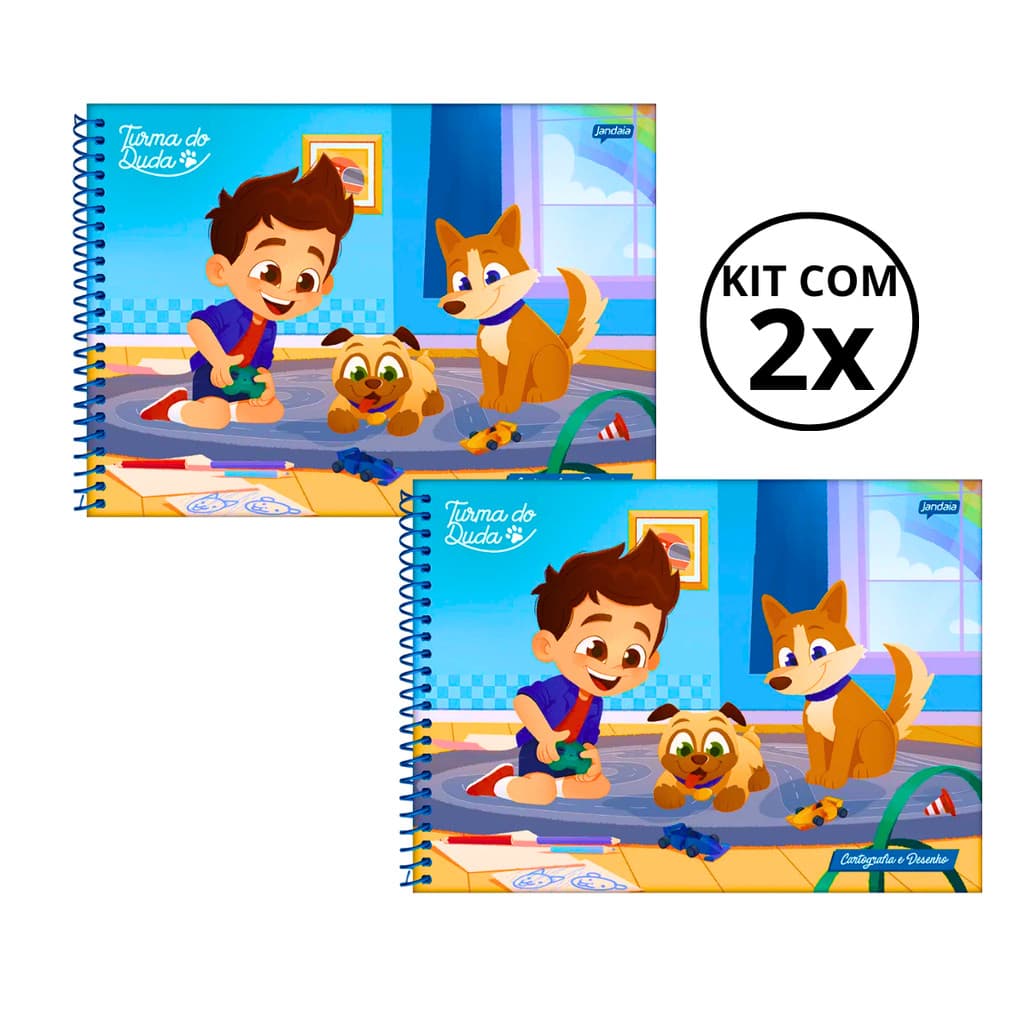 Kit 2 Cadernos De Desenho Universitário Turma Do Duda 80 Folhas - Jandaia