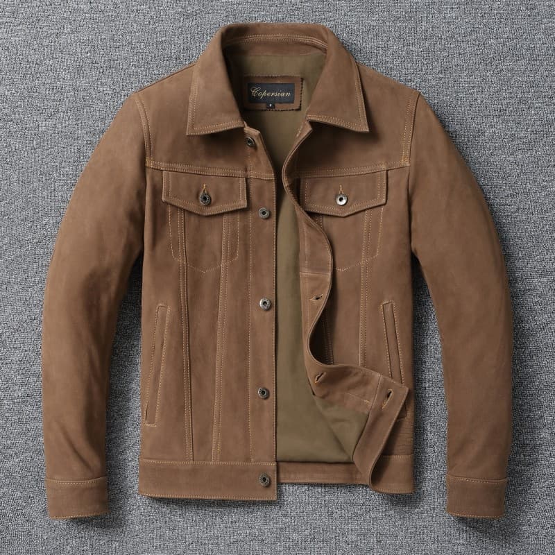 Jaqueta de couro de vaca de primeira camada de moagem sem pintura 507 jaqueta de couro de carga masculina estilo jeans r