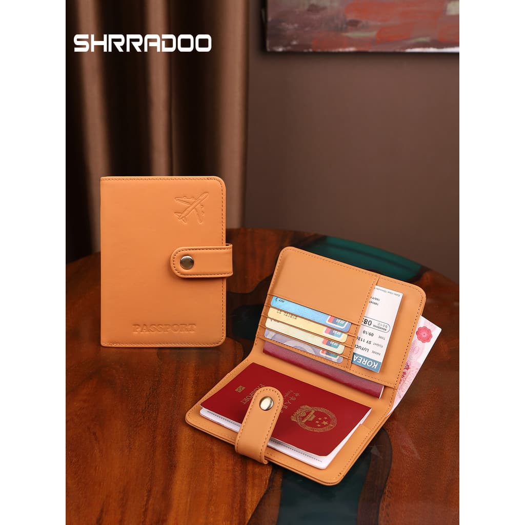 Carteira de couro genuíno para passaporte, porta-passaporte integrado, bolsa de armazenamento, capa protetora para passa