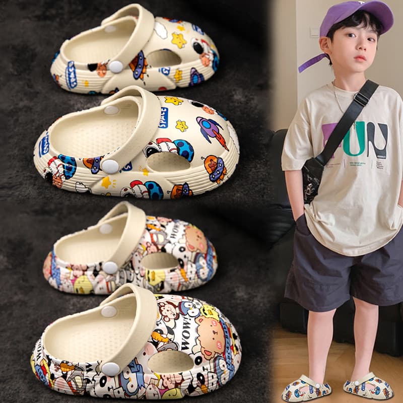 Sapatos infantis com buracos para meninos sandálias rio-Upstream antiderrapantes meio grande para meninos Baotou Slipp