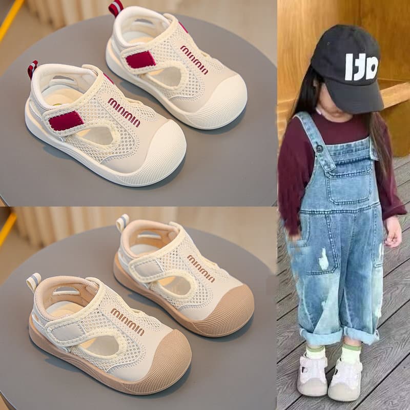 Feminino sapatos de bebê verão Baotou sandálias sola macia Anti-deslizamento colisão 5 jardim de infância interior 1 ano