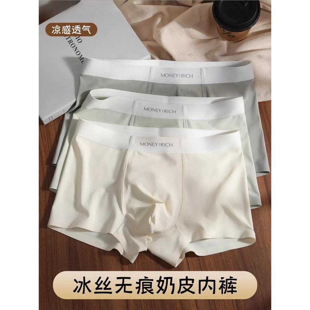 Roupa interior masculina de seda gelo meninos 2026 novo estilo boxer Briefs pele de leite sem costura verão respirável a