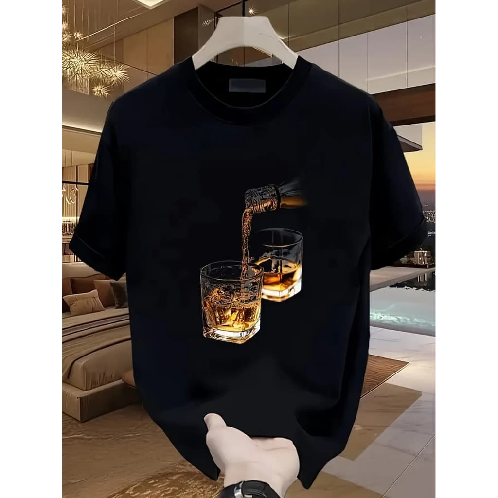 Camiseta Masculina feita em Algodão estampa Whisky ROUPAS MASCOLINAS