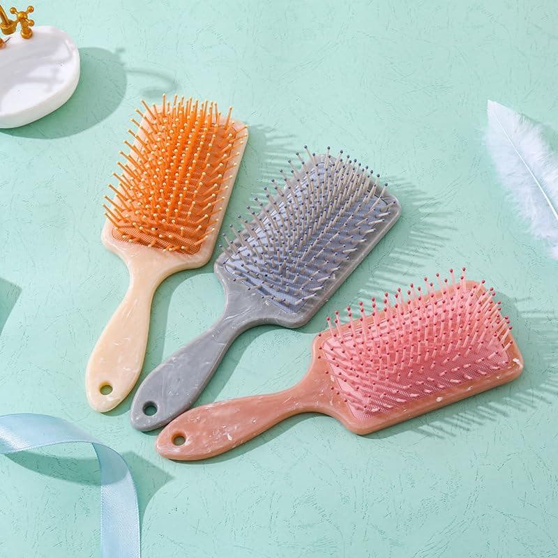 1 unidade de escova de cabelo rosa com almofada de ar, anti-emaranhamento, antiestática, com design quadrado e efeito má