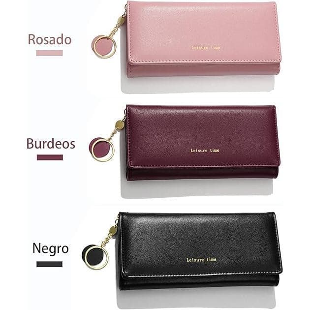 Carteiras Femininas de Moda, Carteira Longa Tripla com Logo da Marca, Bolsa de Couro Fresco, Clutch Feminina para Cartõe