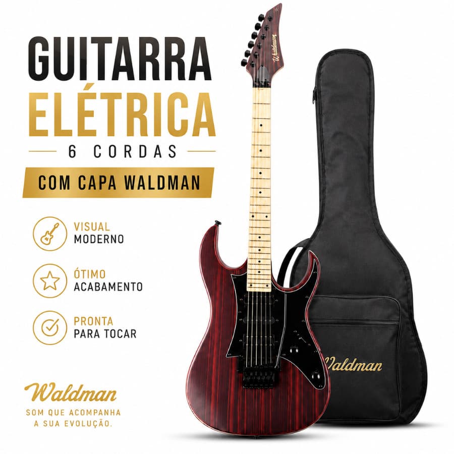 Guitarra Elétrica Waldman WIG-250 DN/B 6 Cordas Com Capa Super Strato