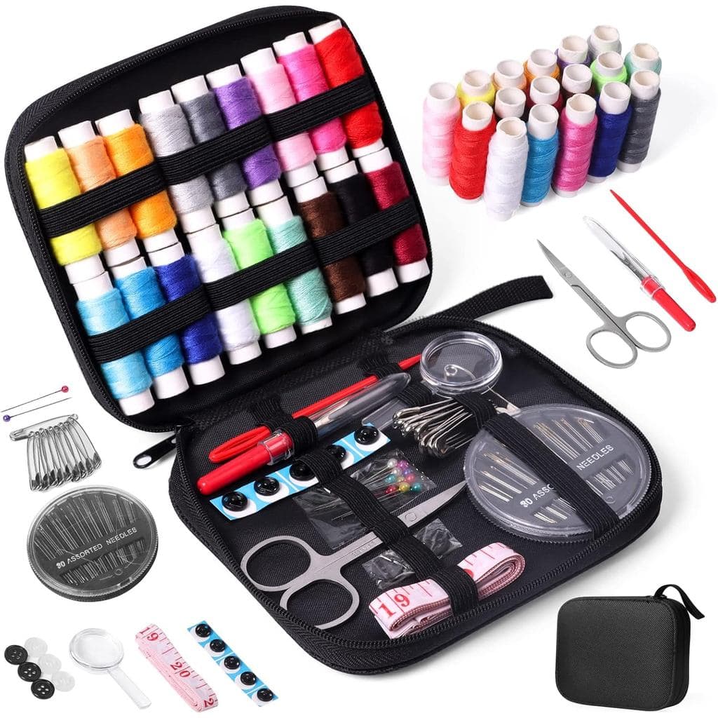 Kit de Costura JUNING com Estojo, Suprimentos de Costura Portáteis para Mãe, Avó, Mulheres, Homens, Adolescentes, Menina