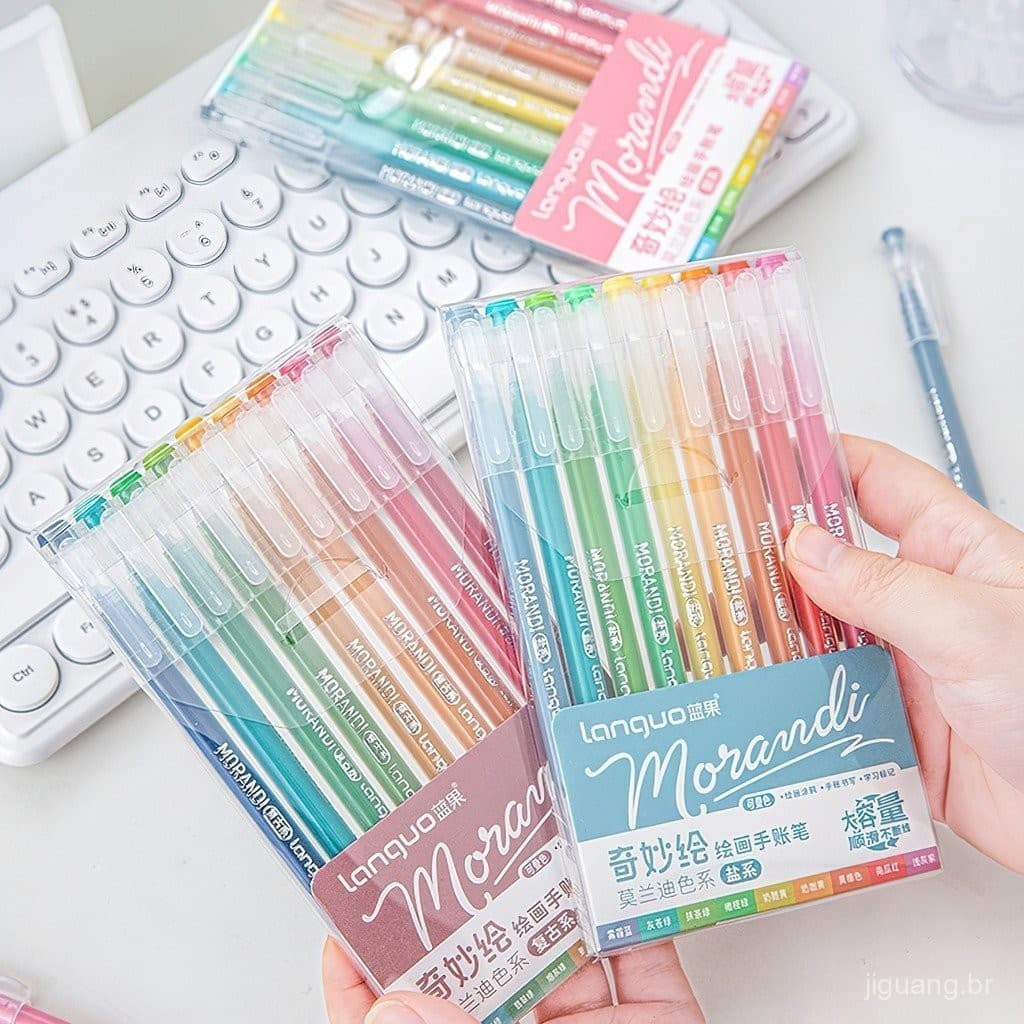 9pcs Morandi Conjunto de Canetas Multicoloridas Vintage Marker Liner 0.5mm Esferográfica para Escola e Escritório C6037
