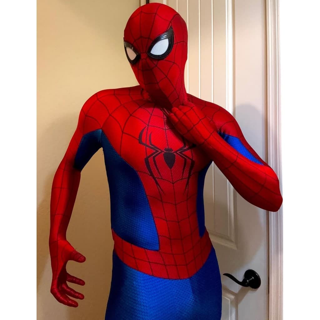 Fantasia Coslay Homem Aranha BND Novo Dia Adulto e Infantil com Lentes Profisionais Suit