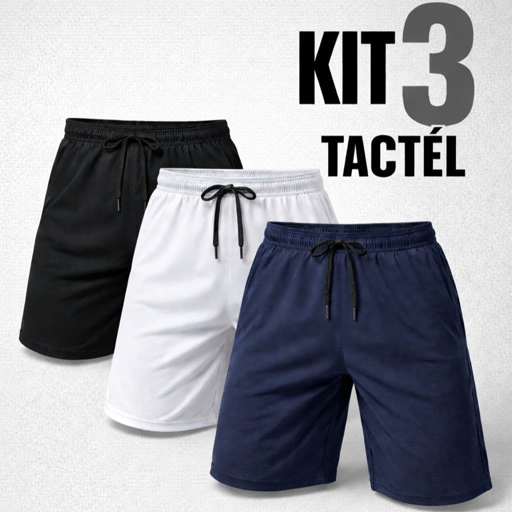 Kit 3 Peças Bermuda Mauricinho Tactel Lisa  Shorts de Elástico Leve Para Homens