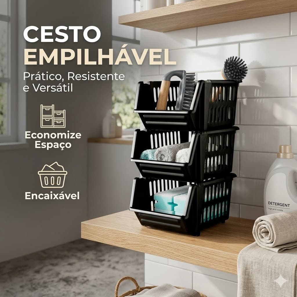 Kit 10 Cestos Expositores Mini Caixas Organizadores Empilháveis Loja Estoque Aumento Espaço 13 cm