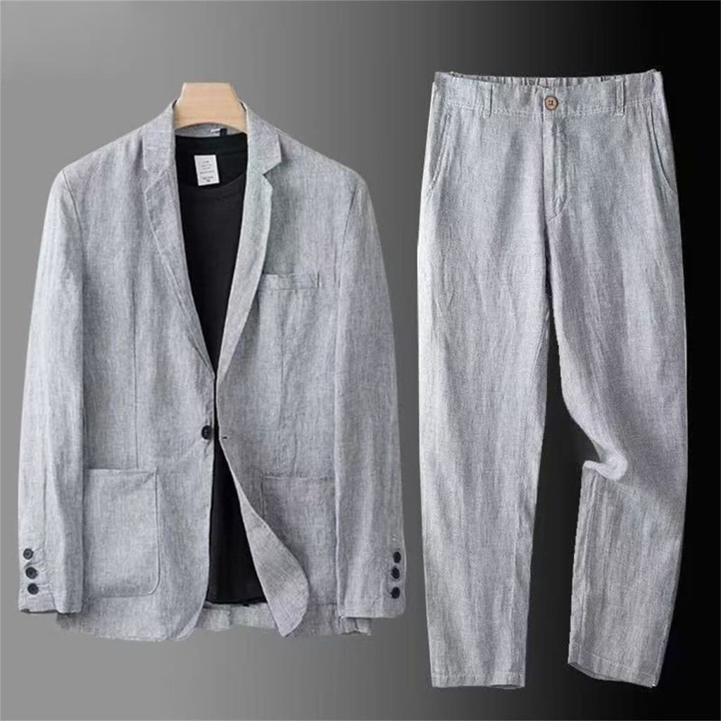 2026 estilo fino estilo dinheiro antigo terno retrô masculino versão coreana negócios Casual estilo ocidental#2026薄款老钱风复