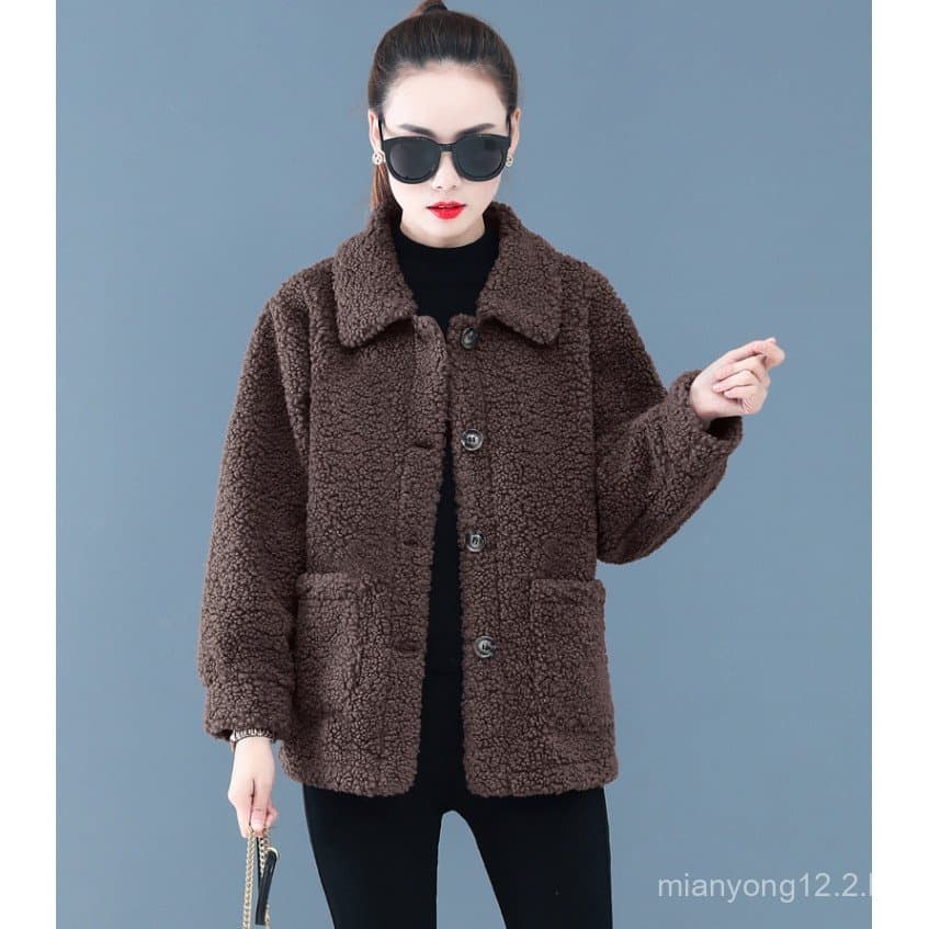 2024 outono inverno moda engrossado cordeiro velo moletom feminino solto All-Match Cardigan feminino quente jaqueta de m