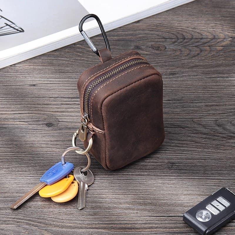 Simples macio saco de couro do plutônio usar cinto cartão saco de armazenamento mudança chave Casual Mini saco chave