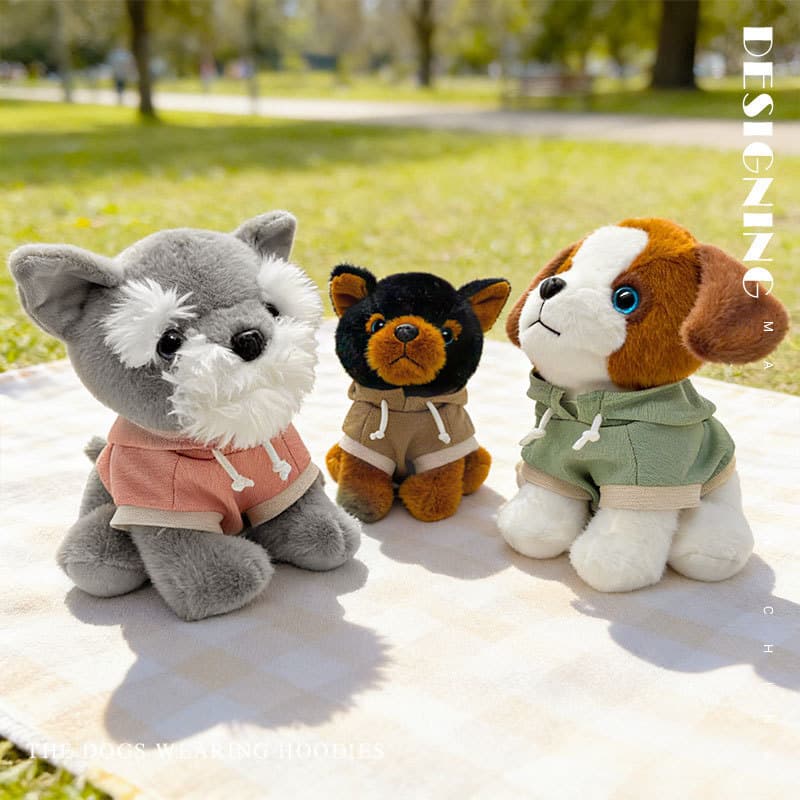 Bonito Sentado Cinco Cores Schnauzer Brinquedo De Pelúcia Com Capuz Cão Boneca Decoração Para Casa Ornamento Macio Prese