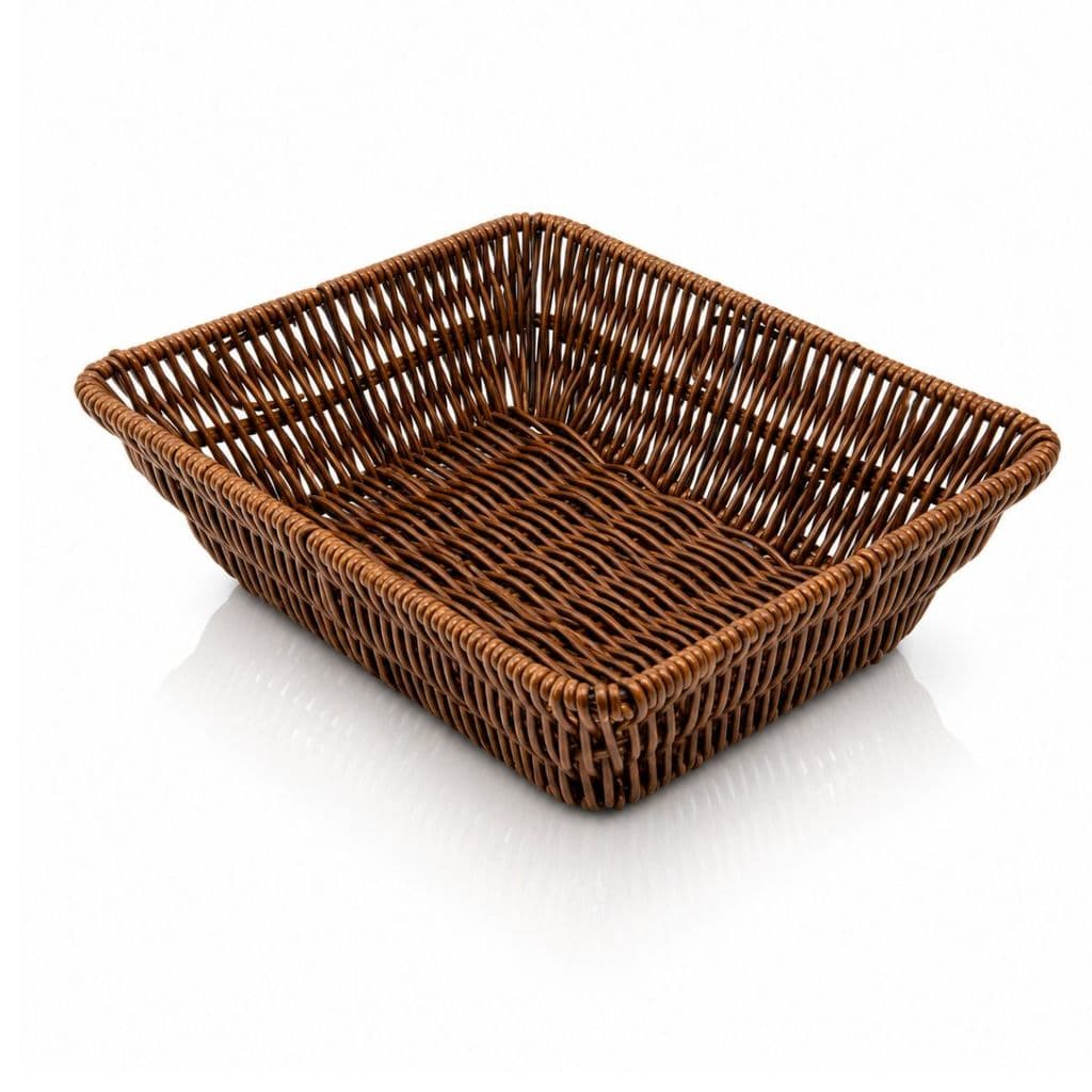 Cesta Retangular Organizadora Para Pão Frutas Petiscos Estilo Bambu