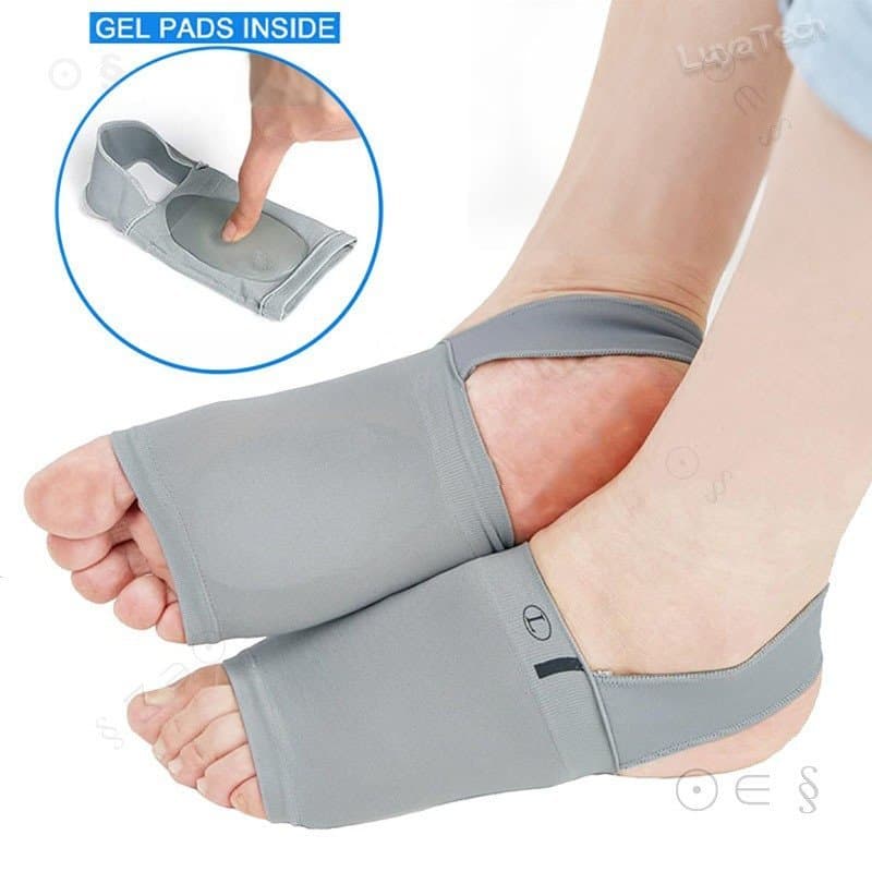 Suporte de Arco para Pé Chato com Almofadas de Gel, Meias de Arco para Fascite Plantar, Dor no Arco, Esporão de Calcâneo