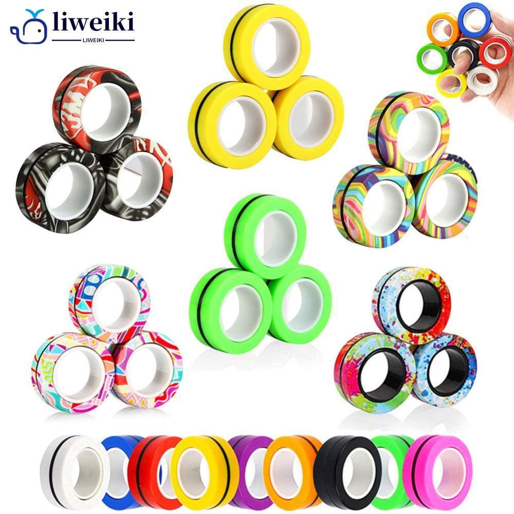 LIWEIKI Fidget Toys Funny Finger Magnetic Ring Spinner Para Aliviar A Ansiedade Do Estresse Brinquedos Anti-stress D6T1
