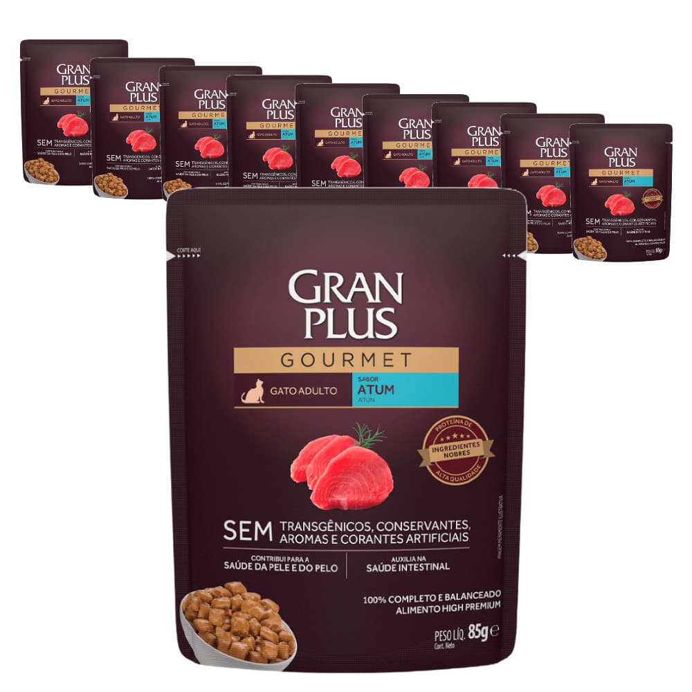 Ração Úmida GranPlus Sache Gato Adulto Atum 85g - KIT 10 unids.