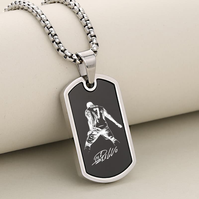 Colar com Pingente CR7 Personalizável KINGGEO em Aço Inoxidável Estilo Futebol com Caixa de Embalagem Messi Neymar NUJC