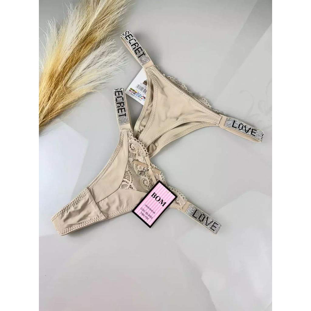 Kit 5 Calcinhas Femininas Love Secret Bege Confortável Tamanho G GG Dia a Dia