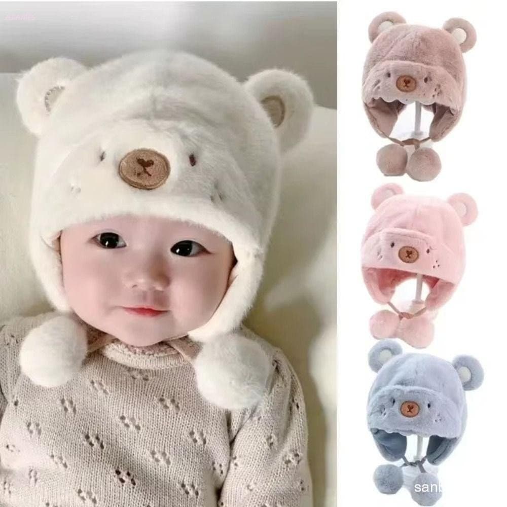 Chapéus De Urso Para Bebês , Gorro Quente Recém-Nascidos De Inverno Macio Proteção De Ouvido Ao Ar Livre Meninos