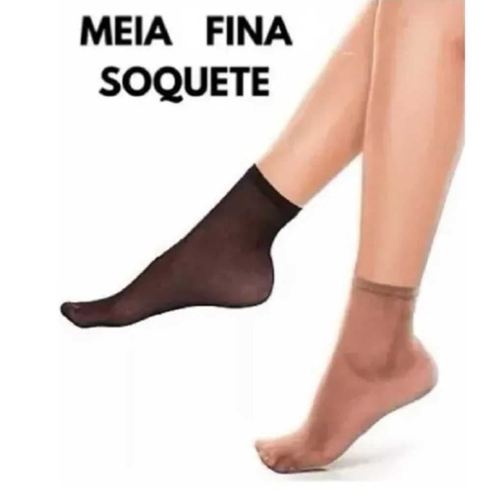 Pares Meia Soquete Social Seda Curta Preta