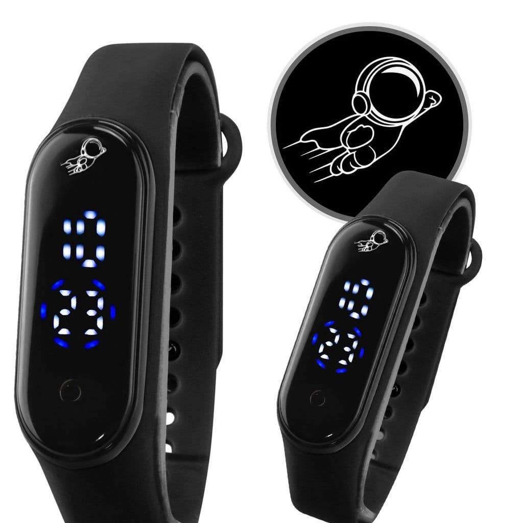 relogio digital infantil bracelete prova dagua preto menino