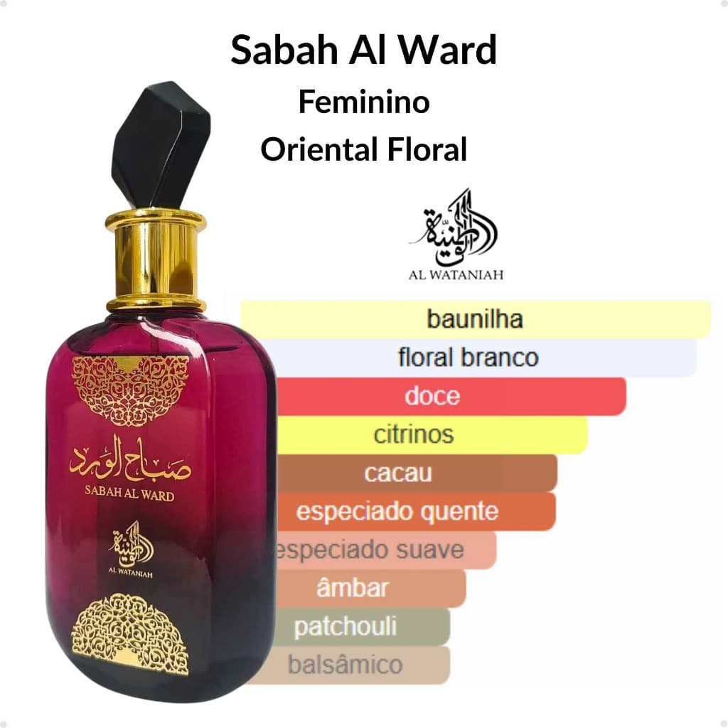 Perfume Sabah Al Ward Feminino 100ml Eau de Parfum Floral Doce Importado