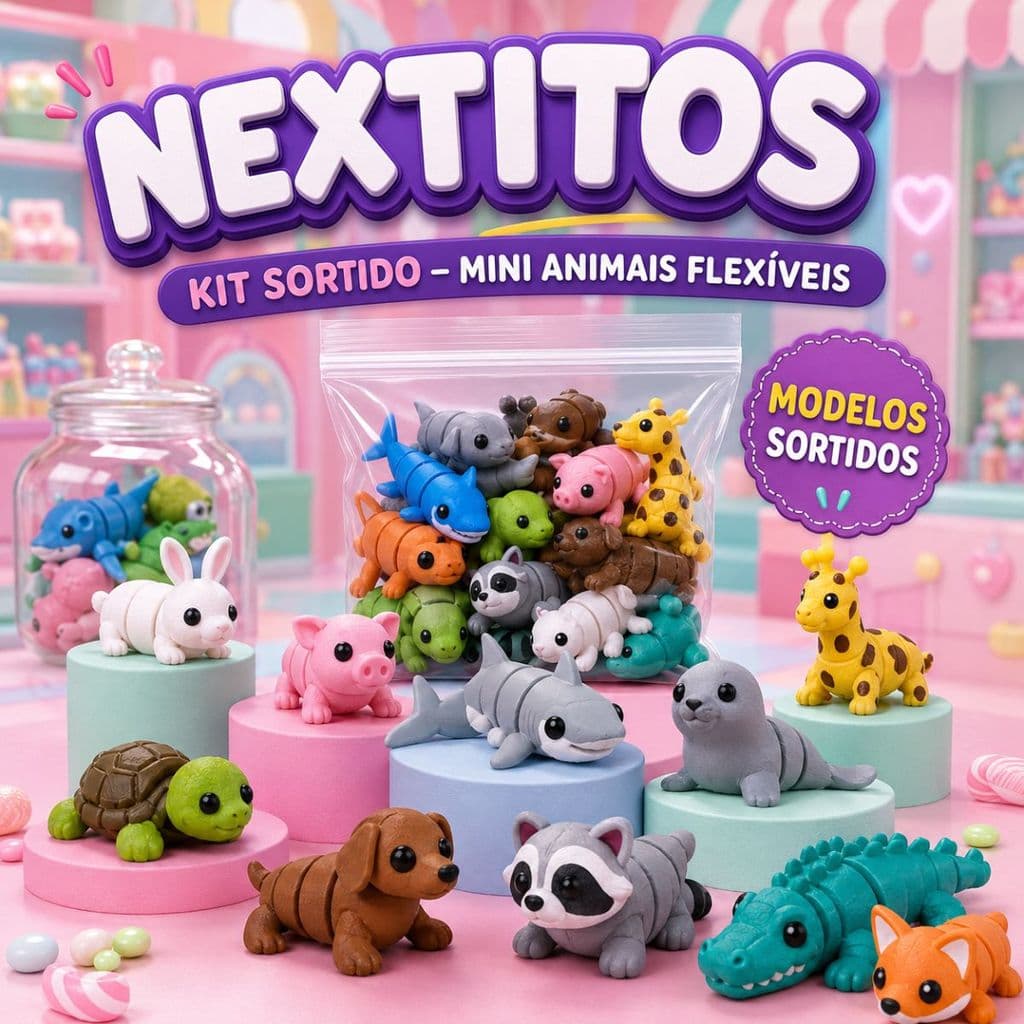 Brindes Para Festa Infantil Kit 24 Mini Bichinhos Articulados  Flexíveis para Mesa Mochila e Coleção