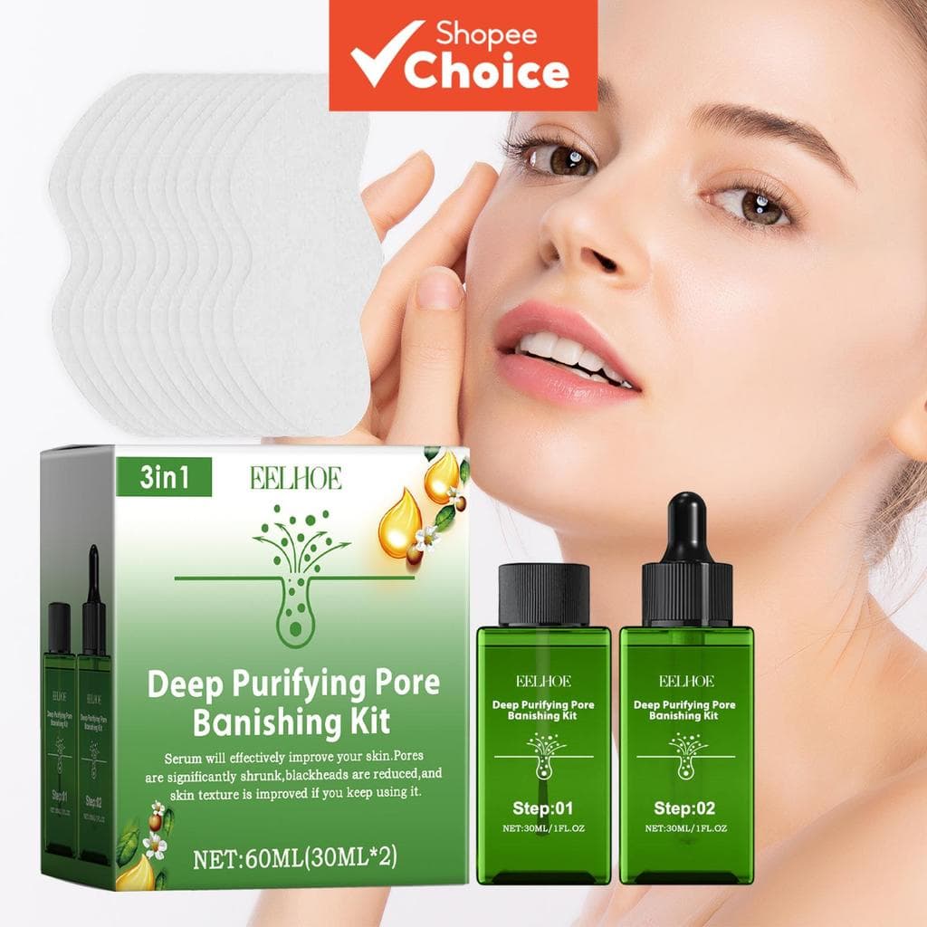 Kit de 2 Passos de Óleo de Tea Tree para Remoção de Cravos - Conjunto de Essência Purificante de Poros, Removedor de